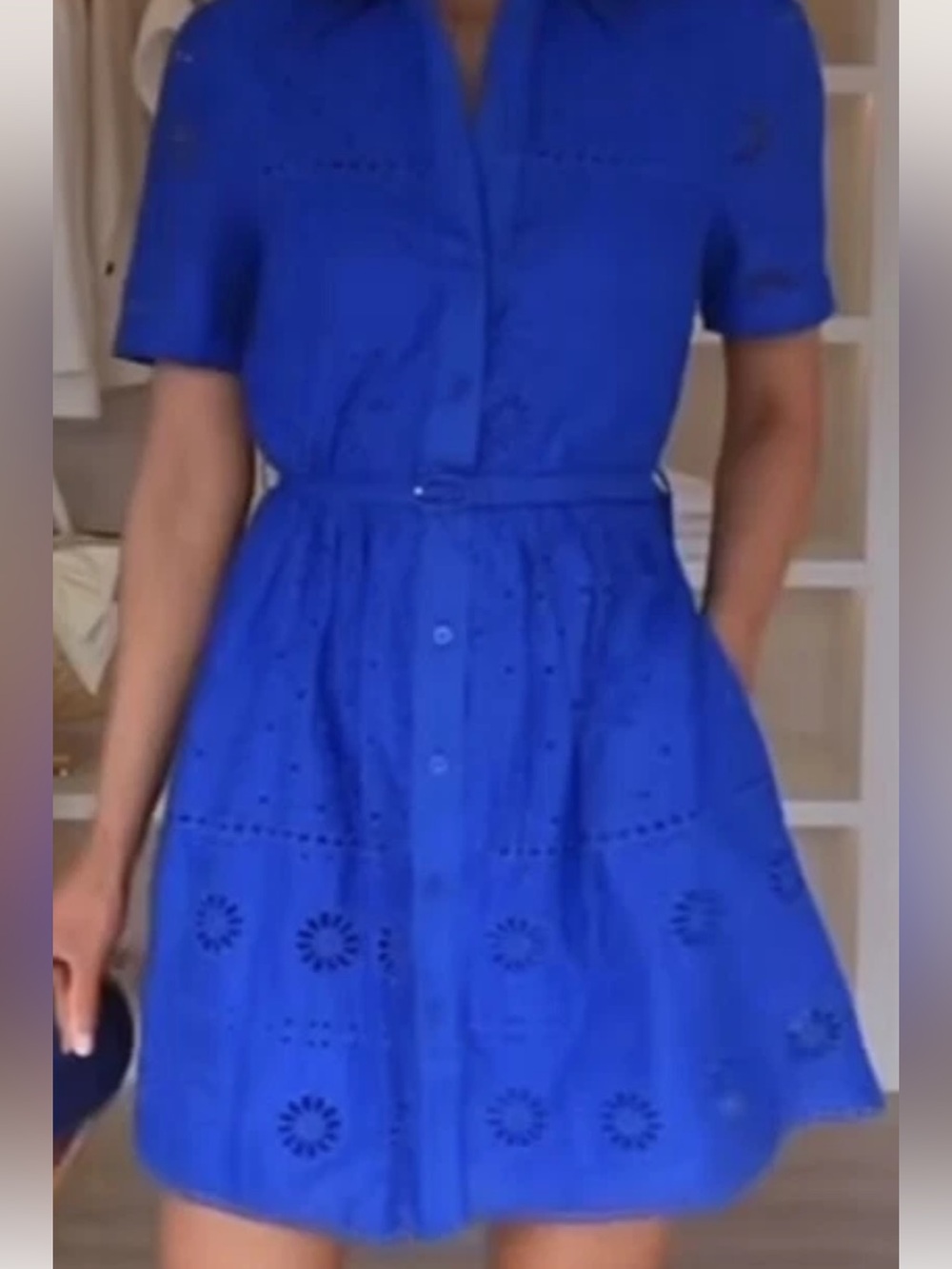 Zara Royal Blue Eyelet Mini Dress